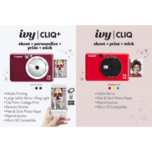 캐논 Canon IVY CLIQ+ Instant Camera Printer, Print from Smartphone, Mini Photo Printer Via Bluetooth(R), Ruby Red