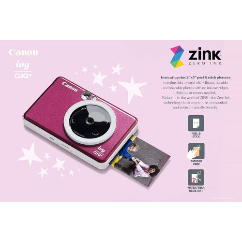 캐논 Canon IVY CLIQ+ Instant Camera Printer, Print from Smartphone, Mini Photo Printer Via Bluetooth(R), Ruby Red