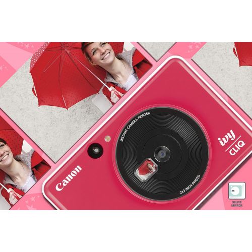 캐논 Canon IVY CLIQ Instant Camera Printer, Mini Photo Printer with 2X3 Sticky-Back Photo Paper(10 Sheets), Lady Bug Red