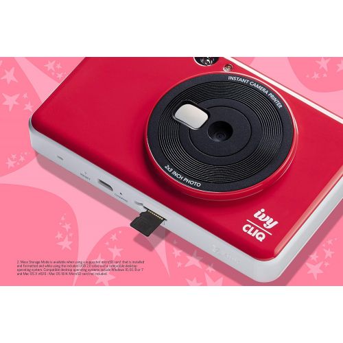 캐논 Canon IVY CLIQ Instant Camera Printer, Mini Photo Printer with 2X3 Sticky-Back Photo Paper(10 Sheets), Lady Bug Red