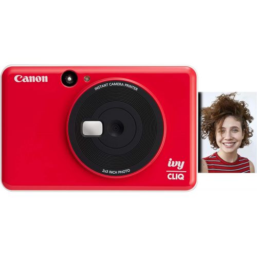 캐논 Canon IVY CLIQ Instant Camera Printer, Mini Photo Printer with 2X3 Sticky-Back Photo Paper(10 Sheets), Lady Bug Red