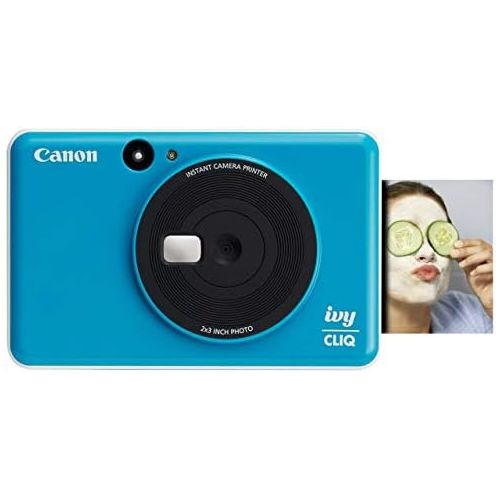 캐논 Canon IVY CLIQ Instant Camera Printer, Mini Photo Printer with 2X3 Sticky-Back Photo Paper(10 Sheets), Seaside Blue