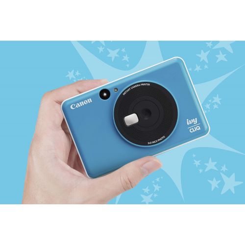 캐논 Canon IVY CLIQ Instant Camera Printer, Mini Photo Printer with 2X3 Sticky-Back Photo Paper(10 Sheets), Seaside Blue