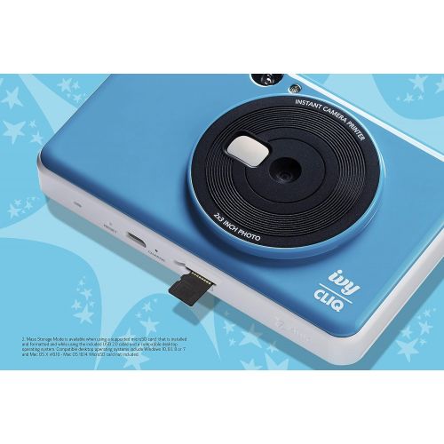 캐논 Canon IVY CLIQ Instant Camera Printer, Mini Photo Printer with 2X3 Sticky-Back Photo Paper(10 Sheets), Seaside Blue
