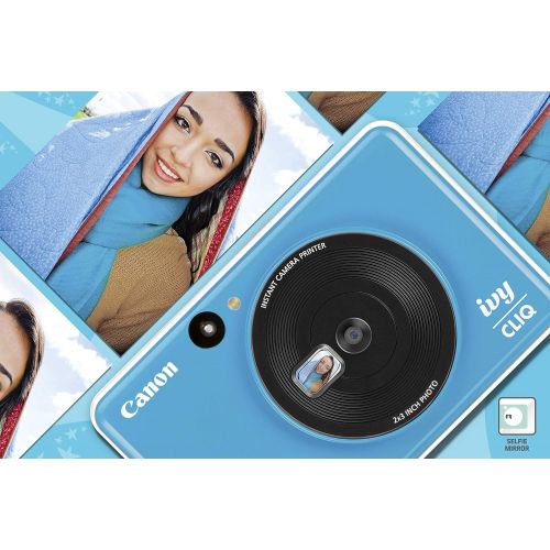 캐논 Canon IVY CLIQ Instant Camera Printer, Mini Photo Printer with 2X3 Sticky-Back Photo Paper(10 Sheets), Seaside Blue