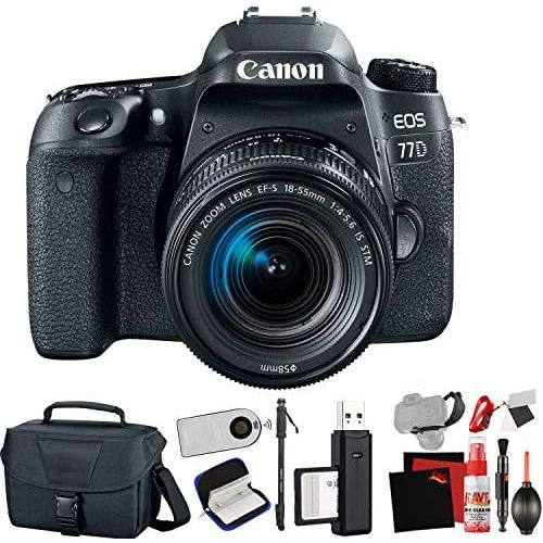 캐논 Canon EOS 77D DSLR Camera with 18-55mm Lens (International Model) with Extra Accessory Bundle