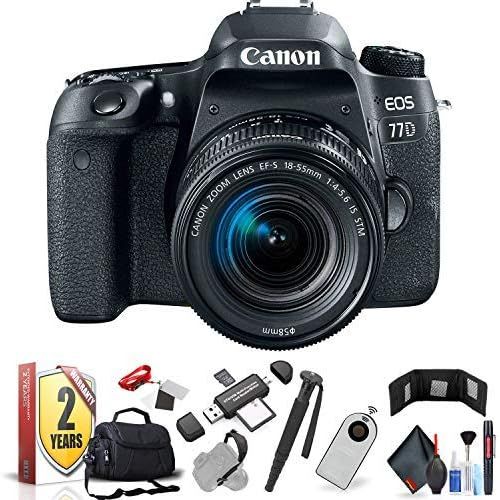 캐논 Canon EOS 77D DSLR Camera with 18-55mm Lens (International Model) with Extra Accessory Bundle