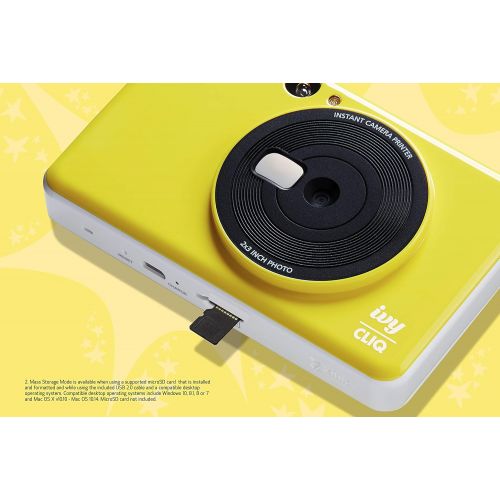 캐논 Canon Ivy CLIQ Instant Camera Printer, Mini Photo Printer with 2X3 Sticky-Back Photo Paper(10 Sheets), Bumblebee Yellow