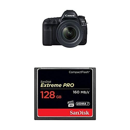 캐논 Canon EOS 5D Mark IV Full Frame Digital SLR Camera with EF 24-70mm f/4L IS USM Lens Kit with 128GB CompactFlash Memory Card