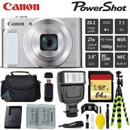 Canon PowerShot SX620 HS Digital Point and Shoot 20MP Camera (Silver) + Extra Battery + Digital Flash + Camera Case + 64GB Class 10 Memory Card - International Version