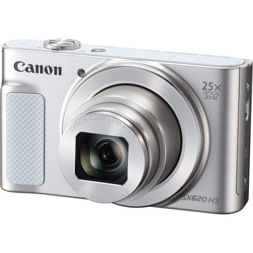 캐논 Canon PowerShot SX620 HS Digital Point and Shoot 20MP Camera (Silver) + Extra Battery + Digital Flash + Camera Case + 64GB Class 10 Memory Card - International Version