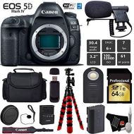 Canon EOS 5D Mark IV DSLR Camera (Body Only) + Wireless Remote + Condenser Microphone + Case + Wrist Strap + Tripod + Card Reader - International Version