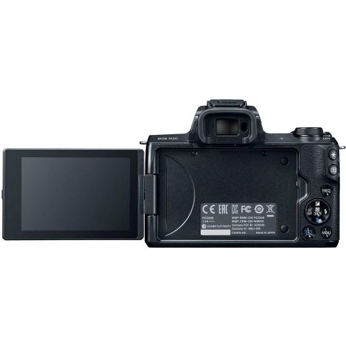 캐논 Canon EOS M50 Mirrorless Digital Camera with 15-45mm Lens + Flexible Tripod + UV Protection Filter + Professional Case + Card Reader - International Version Bundle Kit