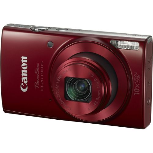 캐논 Canon PowerShot ELPH 190 Digital Camera w/ 10x Optical Zoom and Image Stabilization - Wi-Fi & NFC Enabled (Red)