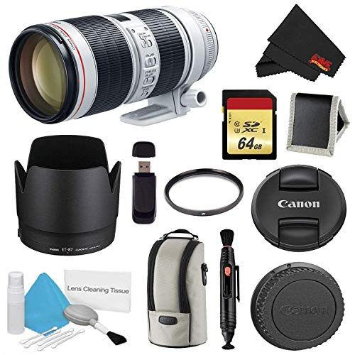 캐논 Canon EF 70-200mm f/2.8L is III USM Lens Bundle w/ 64GB Memory Card + Accessories, and UV Filter (International Model)