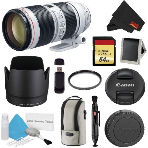 캐논 Canon EF 70-200mm f/2.8L is III USM Lens Bundle w/ 64GB Memory Card + Accessories, and UV Filter (International Model)