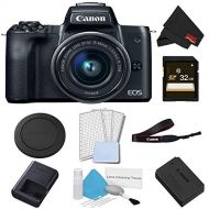 Canon EOS M50 Mirrorless Digital Camera with 15-45mm Lens (Black) Basic Bundle w/ 32GB Memory Card - International Model