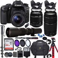 Canon EOS Rebel 80D DSLR Camera with 18-55mm is STM Lens Bundle + Canon EF 75-300mm f/4-5.6 III Lens and 500mm Preset Lens + 64GB Memory + Filters + Monopod + Spider Tripod + Profe