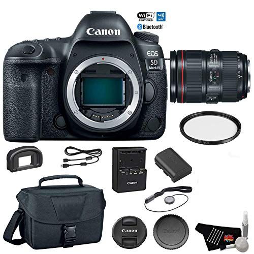 캐논 Canon EOS 5D Mark IV Digital SLR Camera with 24-105mm f/4L II Lens - Bundle with UV Filter + Canon Carrying Bag + Cleaning Kit + More (International Version)