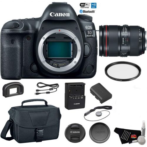 캐논 Canon EOS 5D Mark IV Digital SLR Camera with 24-105mm f/4L II Lens - Bundle with UV Filter + Canon Carrying Bag + Cleaning Kit + More (International Version)