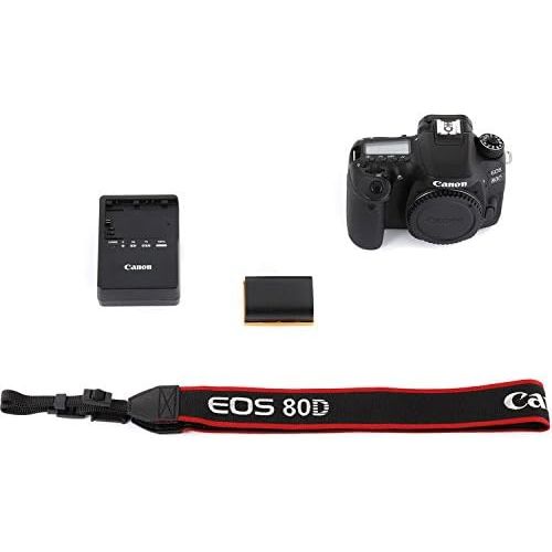 캐논 Canon EOS 80D Digital SLR Camera Bundle (Body Only) with Professional Accessory Bundle (15 Items)