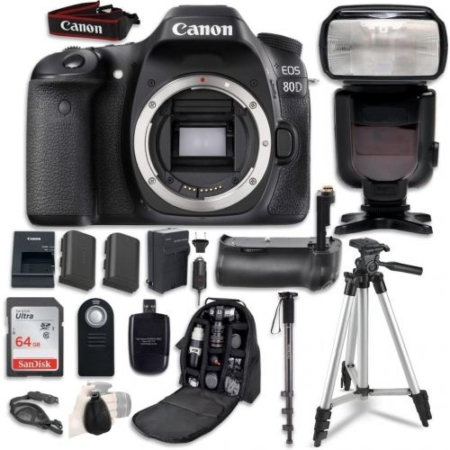 캐논 Canon EOS 80D Digital SLR Camera Bundle (Body Only) with Professional Accessory Bundle (15 Items)