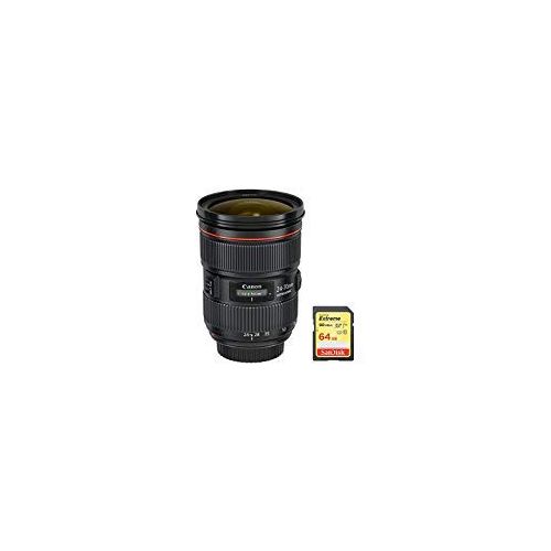 캐논 Canon (5175B002) EF 24-70mm f/2.8L II USM Lens with 64GB Extreme SD Memory UHS-I Card w/ 90/60MB/s Read/Write