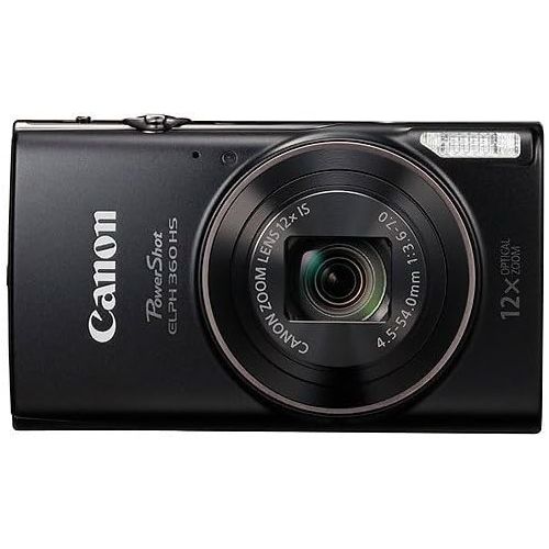 캐논 Canon PowerShot ELPH 360 HS(Black)with 12x Optical Zoom and Built-In Wi-Fi with Deluxe Starter Kit Including 32GB SDHC Flexible Tripod + AC/DC Travel Charger + Extra battery + Prot