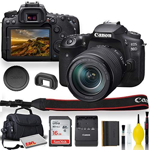 캐논 Canon EOS 90D DSLR Camera with 18-135mm Lens with Padded Case, Memory Card, and More - Starter Bundle Set -(International Model)