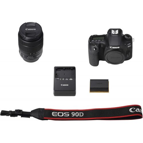 캐논 Canon EOS 90D DSLR Camera with 18-135mm Lens with Padded Case, Memory Card, and More - Starter Bundle Set -(International Model)