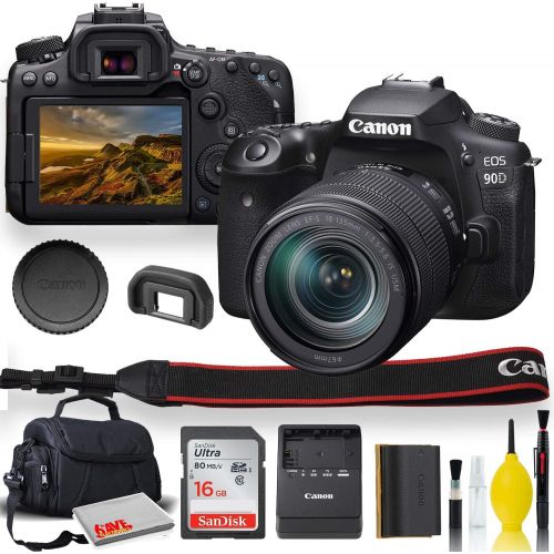 캐논 Canon EOS 90D DSLR Camera with 18-135mm Lens with Padded Case, Memory Card, and More - Starter Bundle Set -(International Model)