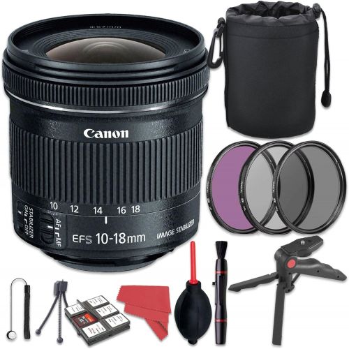 캐논 Canon EF-S 10-18mm f/4.5-5.6 IS STM Lens + Deluxe Accessory Bundle