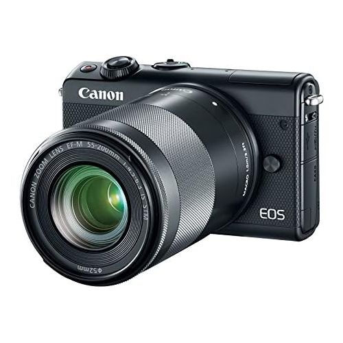 캐논 Canon EOS M100 Mirrorless Camera w/ 15-45mm Lens & 55-200mm Lens - Wi-Fi, Bluetooth, and NFC enabled (Black)