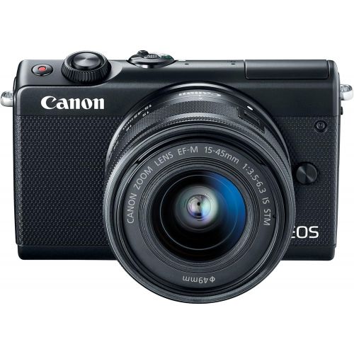 캐논 Canon EOS M100 Mirrorless Camera w/ 15-45mm Lens & 55-200mm Lens - Wi-Fi, Bluetooth, and NFC enabled (Black)