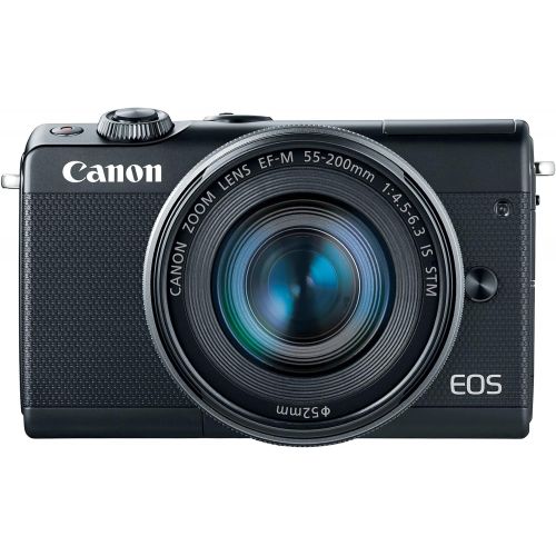 캐논 Canon EOS M100 Mirrorless Camera w/ 15-45mm Lens & 55-200mm Lens - Wi-Fi, Bluetooth, and NFC enabled (Black)