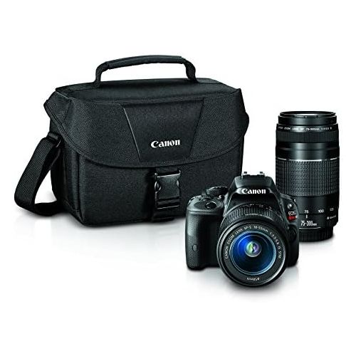 캐논 Canon EOS Rebel SL1 Digital SLR with 18-55mm STM + 75-300mm f/4-5.6 III Lens Bundle (Black)