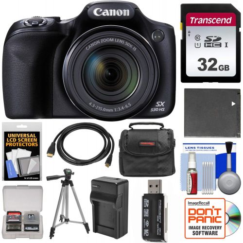 캐논 Canon PowerShot SX530 HS Wi-Fi Digital Camera with 32GB Card + Case + Battery & Charger + Tripod + Kit