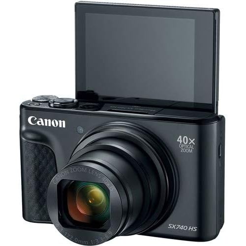 캐논 Canon PowerShot SX740 HS Digital Camera (Black) PRO Bundle; Includes: 64GB SDXC Class 10 Memory Card + Spare Battery + Camera Case and More
