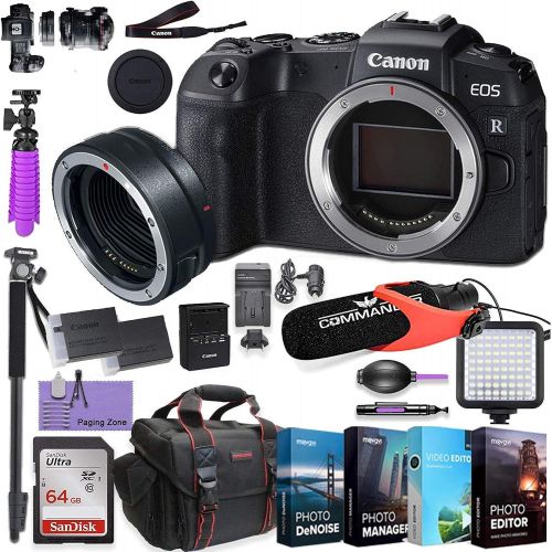 캐논 CanonEOS RP Mirrorless Digital Camera (Body Only) andMount Adapter EF-EOS R kit Bundled w/Deluxe Accessories Like 4-Pack Photo Editing Software