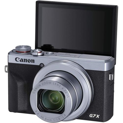 캐논 Canon PowerShot G7X Mark III Digital 4K Video Vlogging Camera with Wi-Fi, NFC and 3.0-inch TouchTilt LCD, Silver