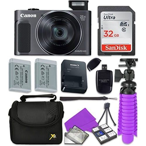 캐논 Canon PowerShot SX620 HS Digital Camera with Sandisk 32 GB SD Memory Card + Extra Battery + Tripod + Case + Card Reader + Cleaning Kit