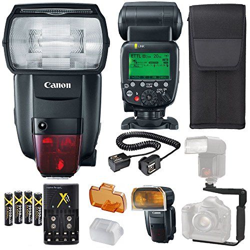 캐논 Canon Speedlite 600EX II-RT Flash + Canon Speedlite Case + 4 High Capacity AA Rechargeable Batteries and Charger + Flash L Bracket + TTL Cord