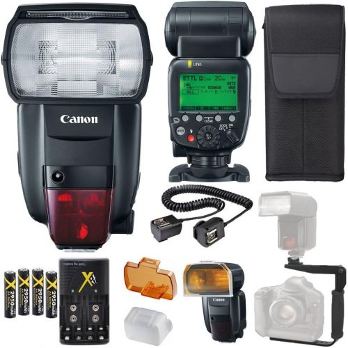 캐논 Canon Speedlite 600EX II-RT Flash + Canon Speedlite Case + 4 High Capacity AA Rechargeable Batteries and Charger + Flash L Bracket + TTL Cord