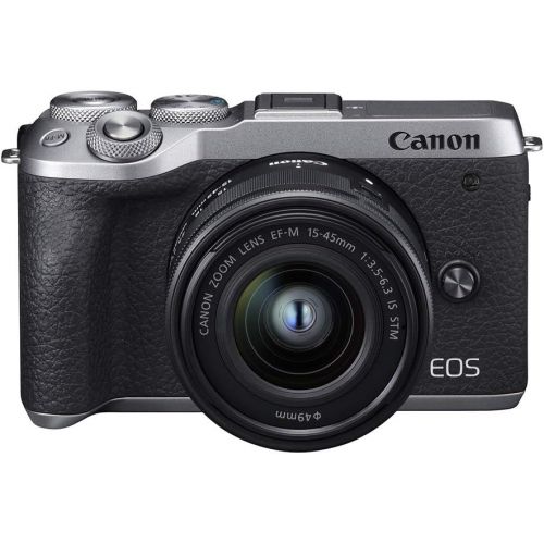 캐논 Canon EOS M6 Mark II Mirrorless Digital Compact Camera + EF-M 15-45mm F/3.5-6.3 IS STM + EVF Kit, Silver