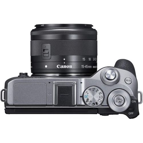 캐논 Canon EOS M6 Mark II Mirrorless Digital Compact Camera + EF-M 15-45mm F/3.5-6.3 IS STM + EVF Kit, Silver