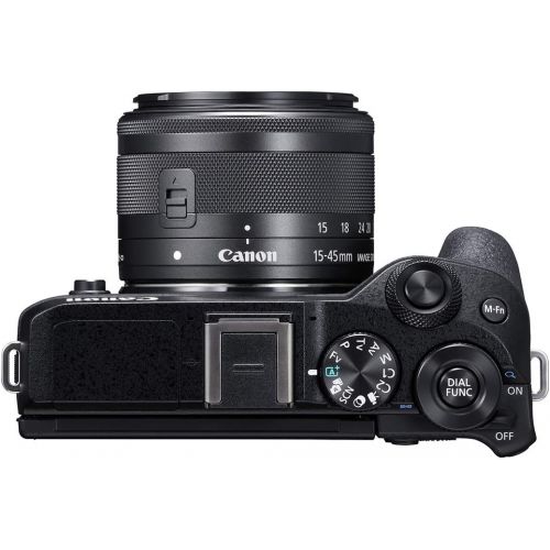 캐논 Canon EOS M6 Mark II Mirrorless Digital Camera with EF-M 15-45mm F/3.5-6.3 IS STM + Electronic View Finder Bundle Kit, Silver