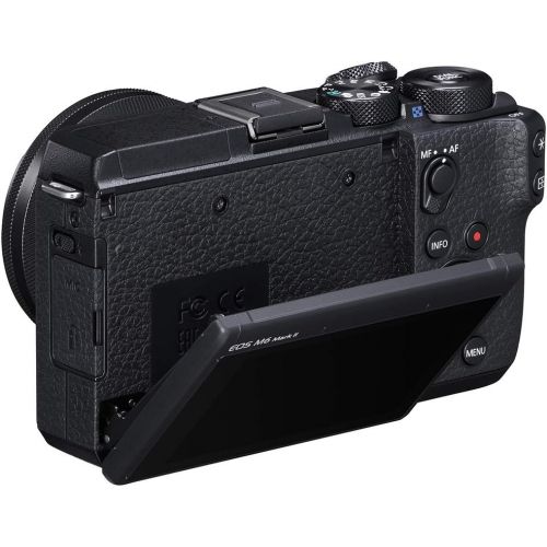 캐논 Canon EOS M6 Mark II Mirrorless Digital Camera with EF-M 15-45mm F/3.5-6.3 IS STM + Electronic View Finder Bundle Kit, Silver