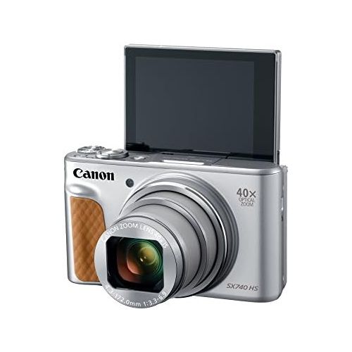 캐논 Canon PowerShot SX740 Digital Camera w/40x Optical Zoom & 3 Inch Tilt LCD - 4K VIdeo, Wi-Fi, NFC, Bluetooth Enabled (Silver)