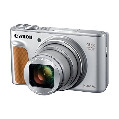 캐논 Canon PowerShot SX740 Digital Camera w/40x Optical Zoom & 3 Inch Tilt LCD - 4K VIdeo, Wi-Fi, NFC, Bluetooth Enabled (Silver)