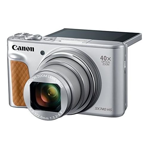 캐논 Canon PowerShot SX740 Digital Camera w/40x Optical Zoom & 3 Inch Tilt LCD - 4K VIdeo, Wi-Fi, NFC, Bluetooth Enabled (Silver)